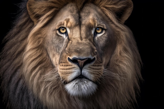 Premium AI Image | Lion portrait on dark background AI Generative