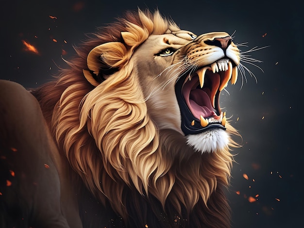 Photo lion roar ai generated