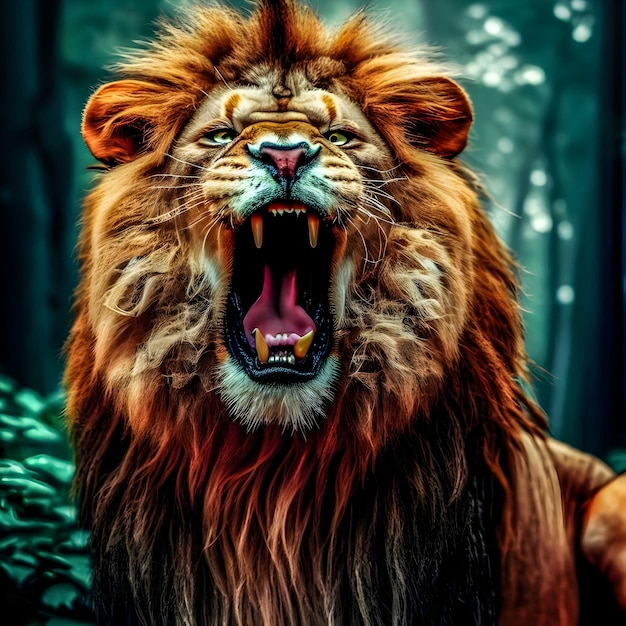 LION ROARING IN FRONT OF CAMERA