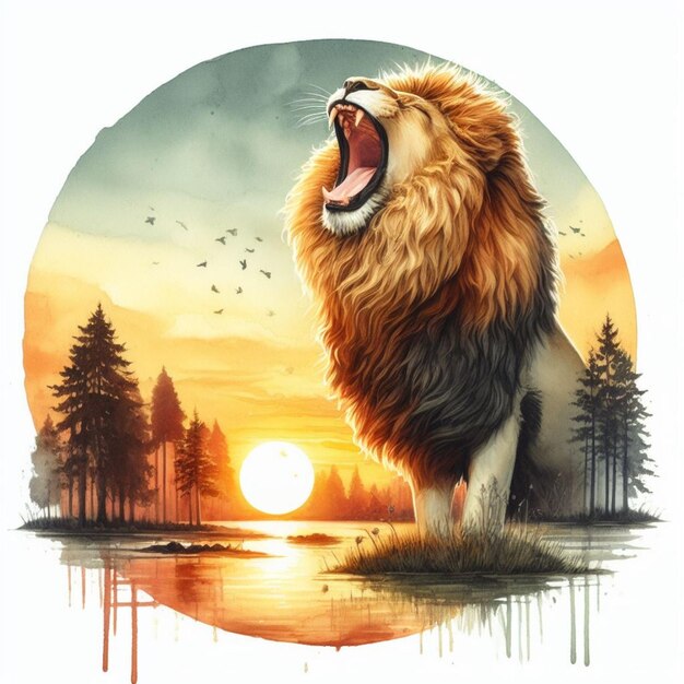 lion roaring illustration