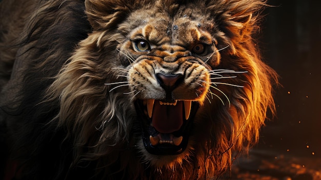 Premium AI Image | The Lion Roars with his fierce face