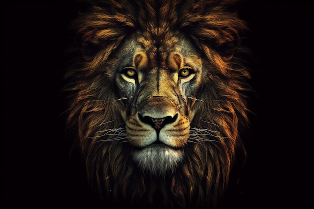 この画像にはライオンの顔が示されています。