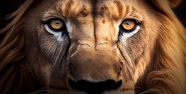 A lion's face with the word lion on it