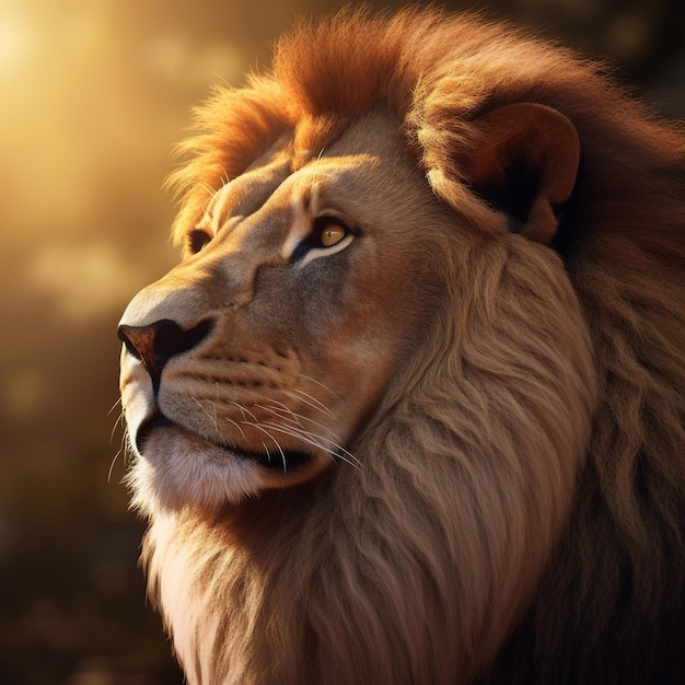 A lion's head is shown against a golden background.