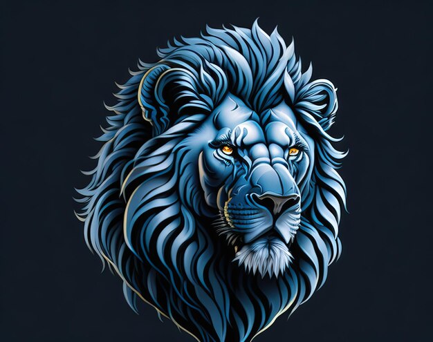 A lion's head is shown on a black background.