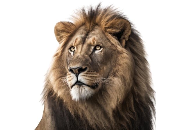 A lion's head with a white background