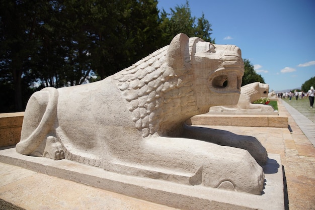 Lion sculpture located at the Road of Lions in Anitkabir Ankara Turkiye