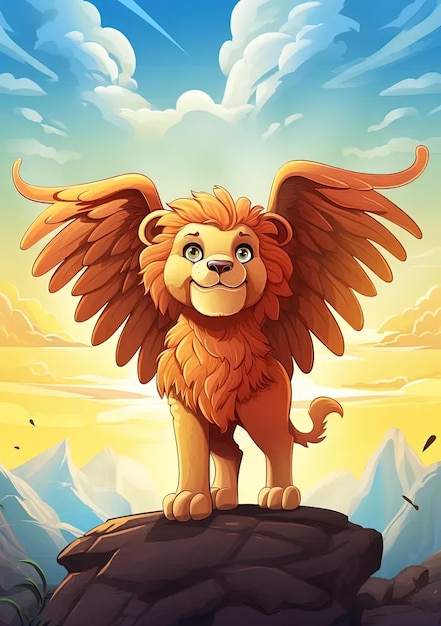 A lion standing on top of a mountain