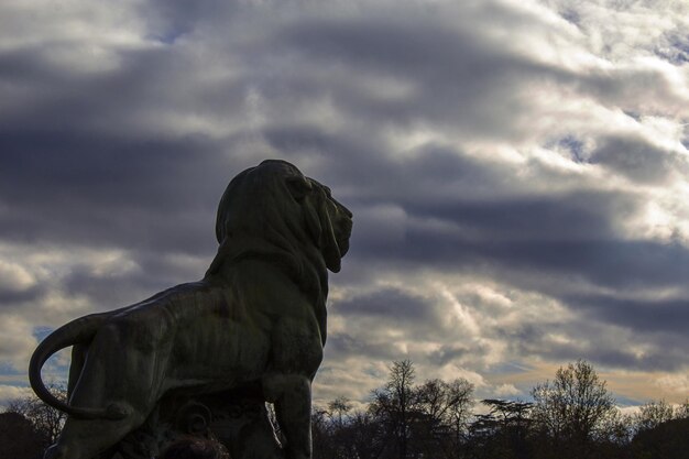 Foto statua di leone contro un cielo nuvoloso
