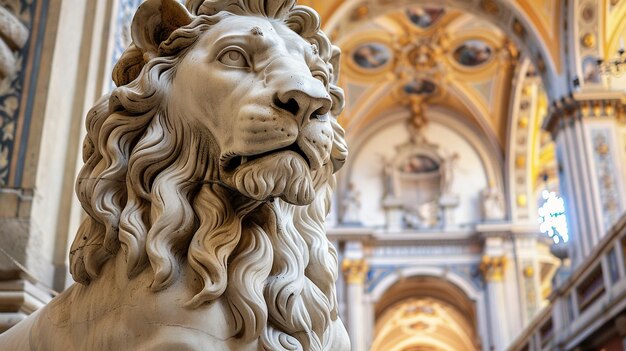 Foto statua di leone nella cattedrale