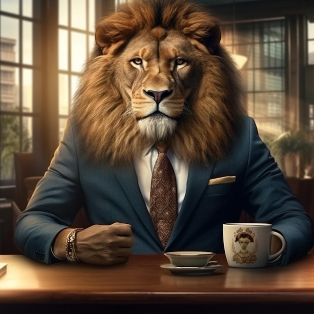 Lion in a suit Generative AI