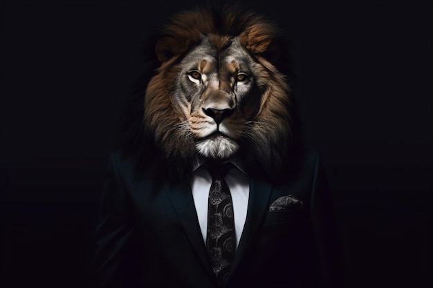 a lion in a suit and tie