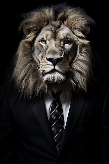 A lion in a suit with a lion head