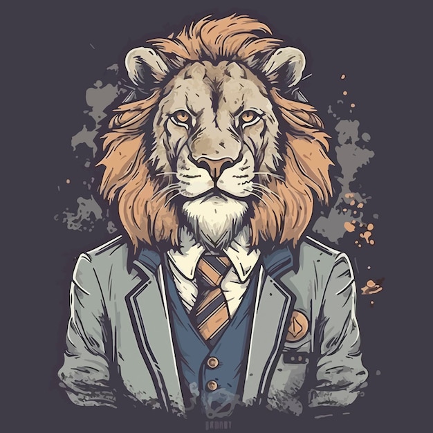 A lion in a suit with a shirt that says'lion '