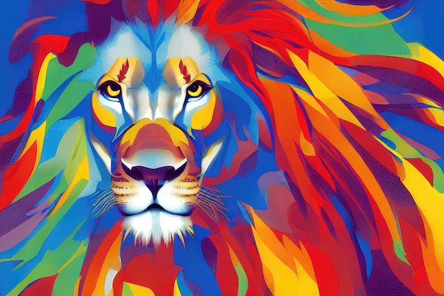 Lion in the sun abstract color art