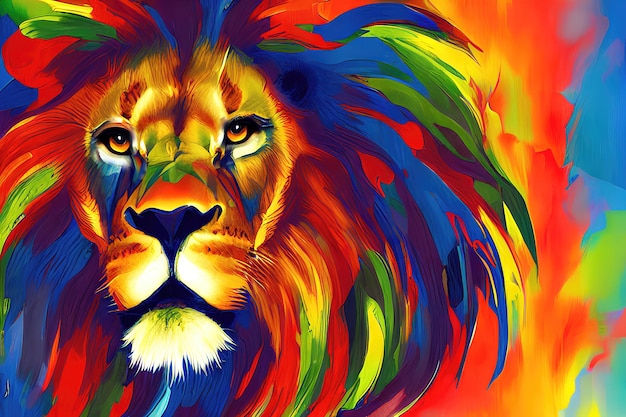 Lion in the sun abstract color art