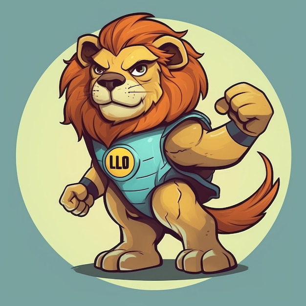 lion superhero vector sticker