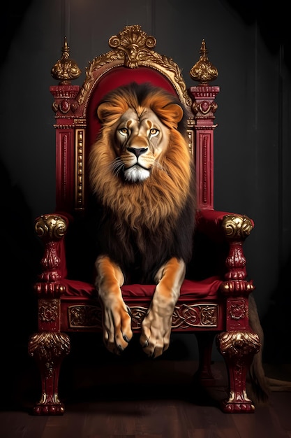 A lion on a throne