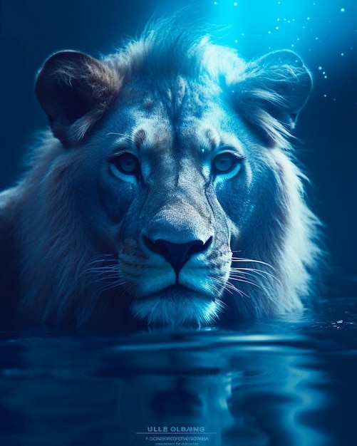 The lion in the water wallpapers