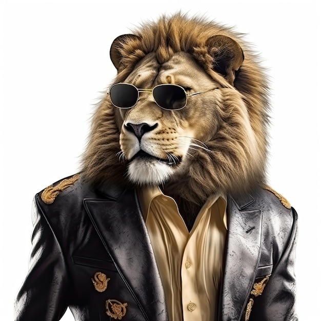 A lion wearing sunglasses and a jacket Generative Ai