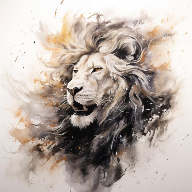 Photo lion white background