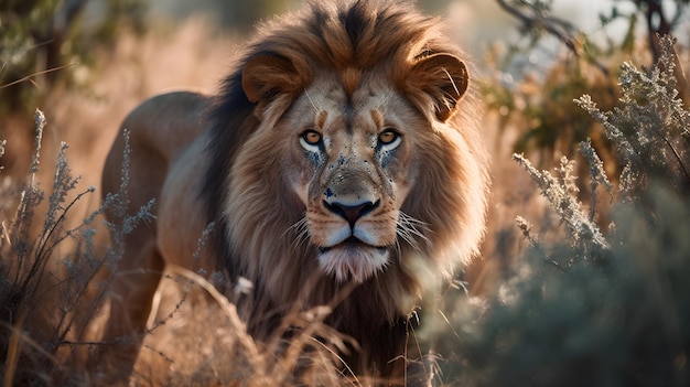 A lion in the wild, africa