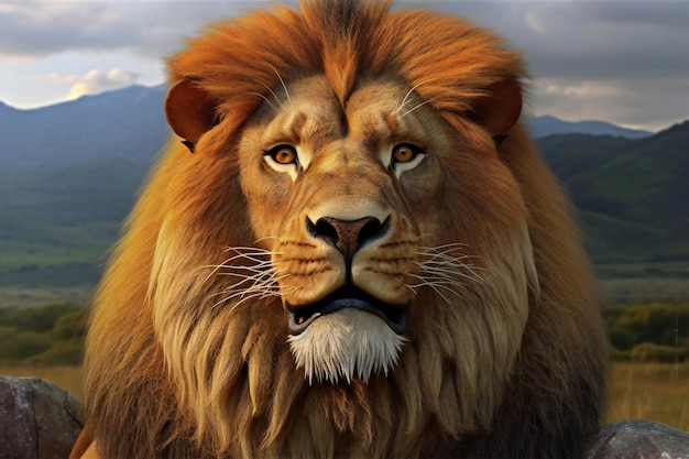 Лев в дикой природе Портрет большого льва-самца