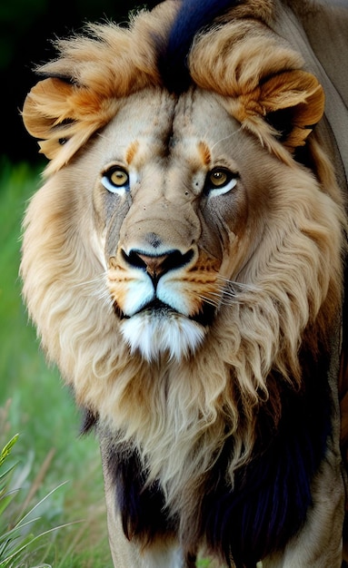 A lion with a big yellow mane