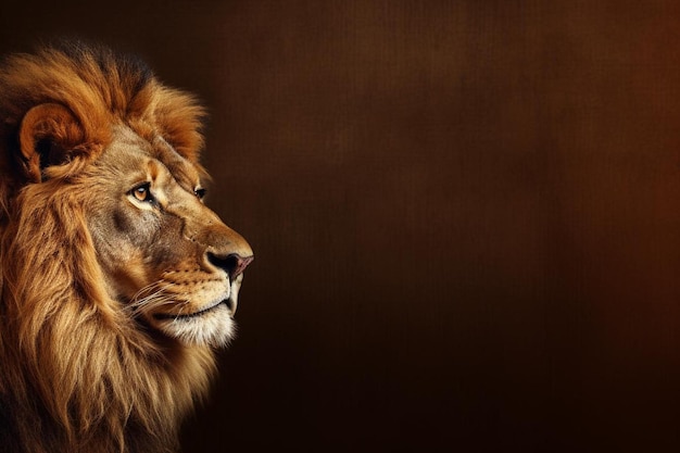 a lion with a brown background