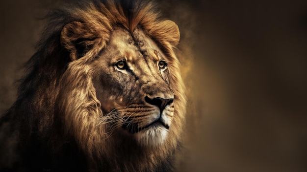 Lion with copy space background World wildlife day concept