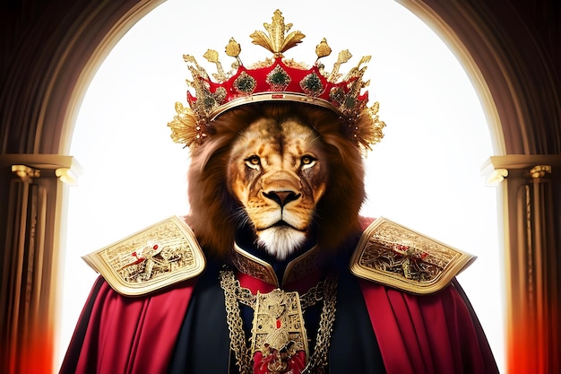 A lion with a crown on it