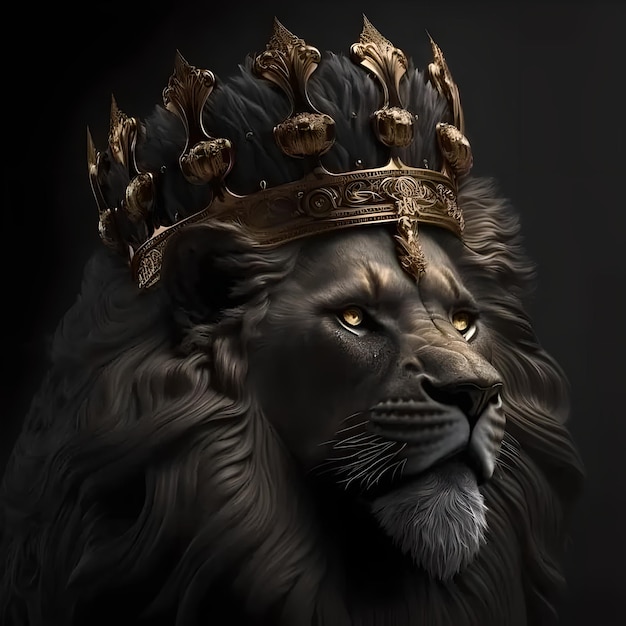 A lion with a crown on it