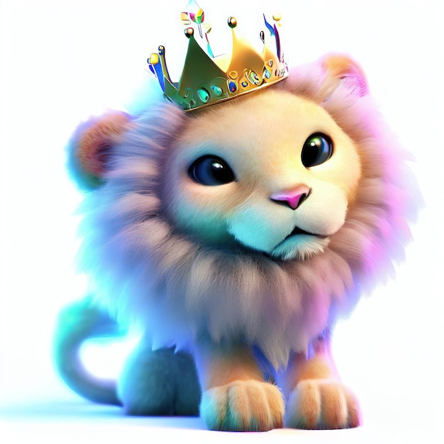 A lion with a crown on its head