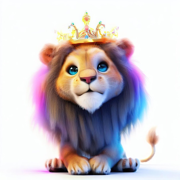 A lion with a crown on its head