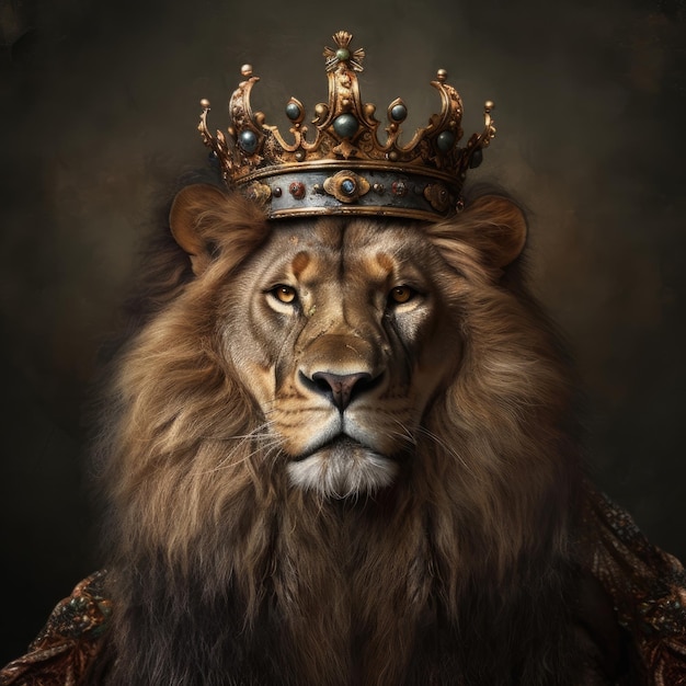 A lion with a crown