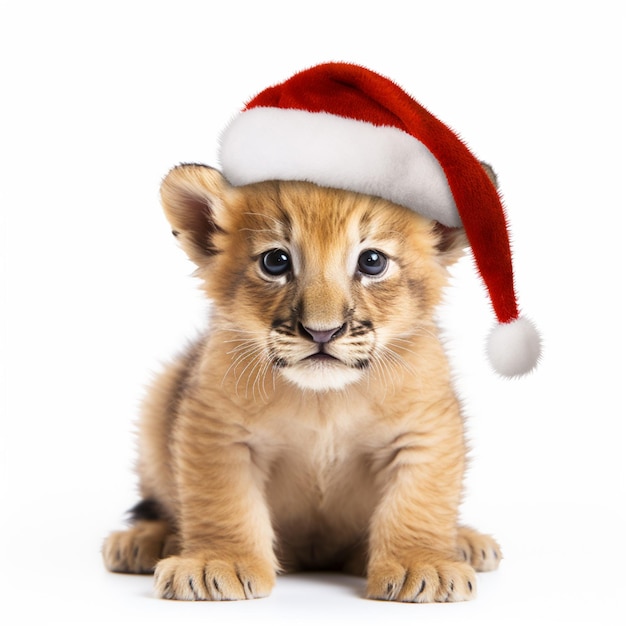 Lion with Gifts and Santa Hat