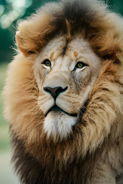 A lion with a mane on it