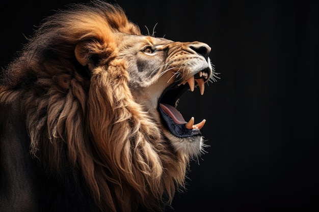 Photo lion with open mouth