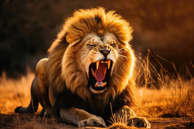 Lion with open mouth