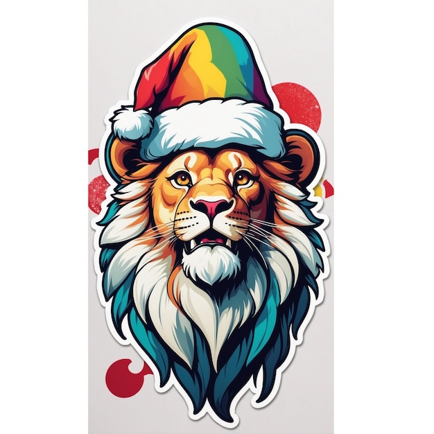 Lion with Santa Hat