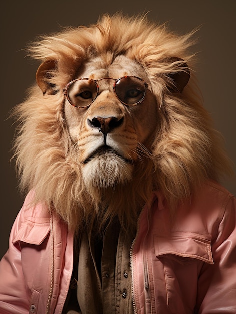 Photo a lion with sunglasses and suit