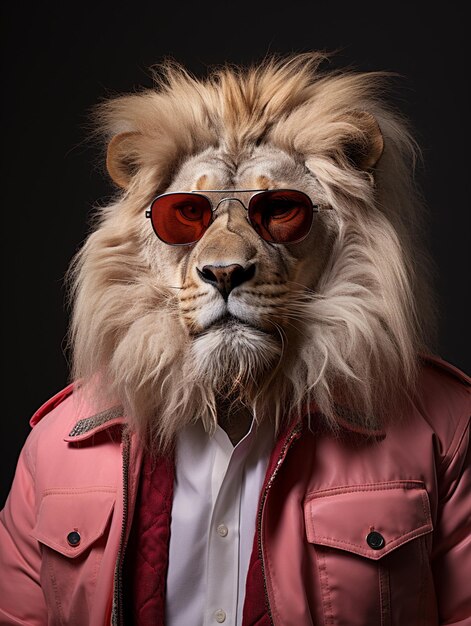 Photo a lion with sunglasses and suit