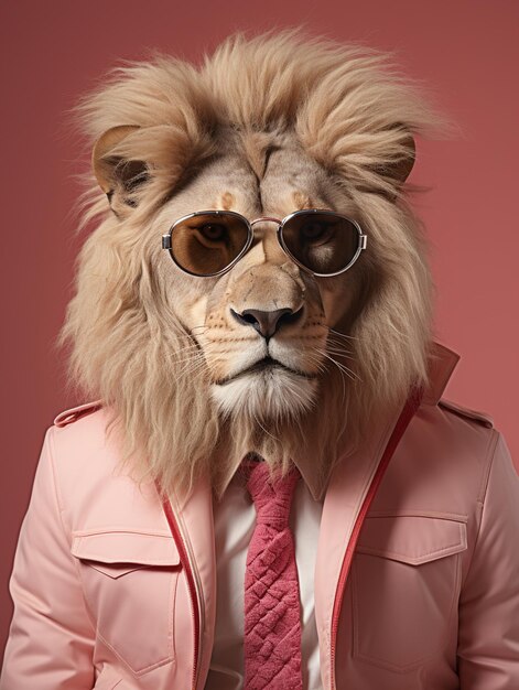 Photo a lion with sunglasses and suit