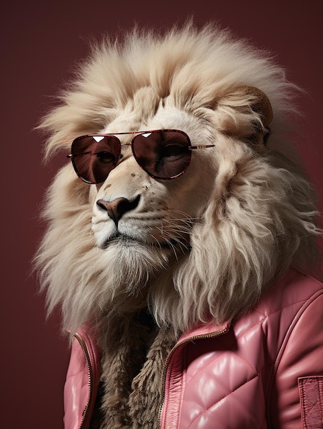 Photo a lion with sunglasses and suit