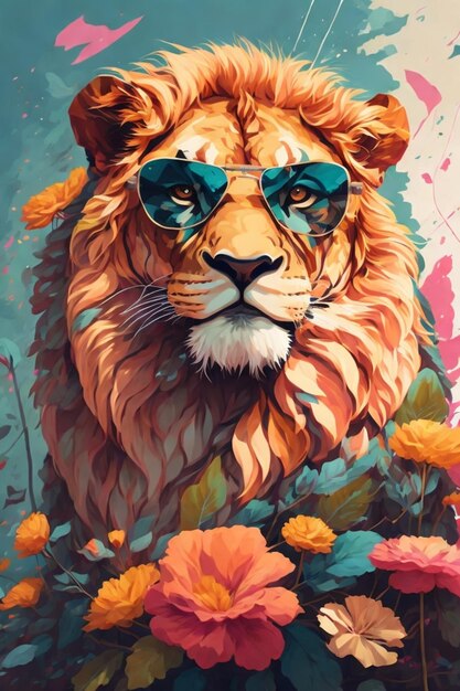 Lion with sunglasses