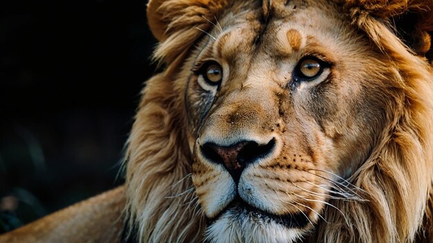 Photo a lion with a white mane and a black background