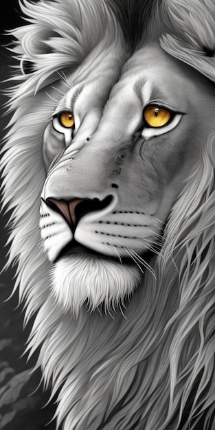 A lion with a white mane.