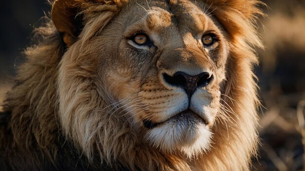 a lion with a white stripe on its face