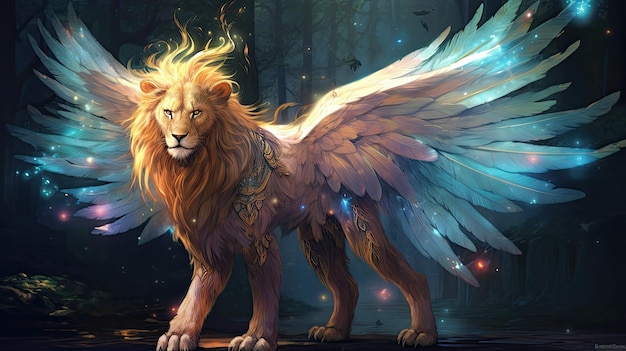 a lion with wings on the wings of a lion