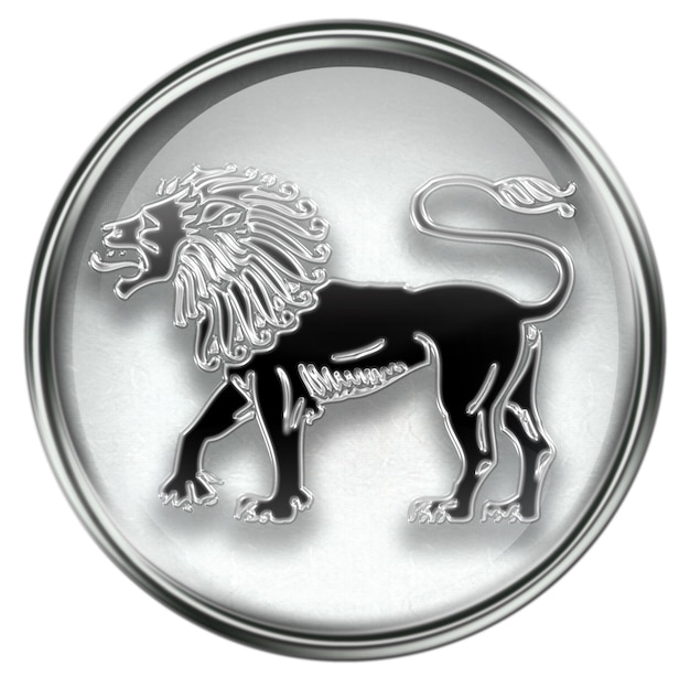 Photo lion zodiac button icon grey